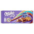 Milka Chips Ahoy! Mléčná čokoláda s kousky sušenek a krémovou náplní z alpského mléka 100g